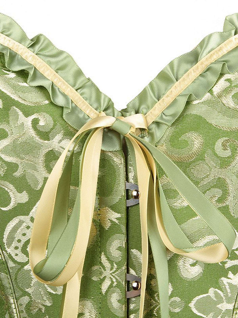 This Vintage Palace Print Lace-Up Corset is 1950s romance against her skin