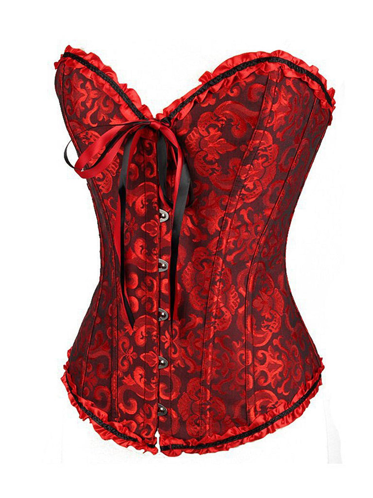 Vintage Palace Print Lace-Up Corset — 1950s intimates that whisper secrets only she knows