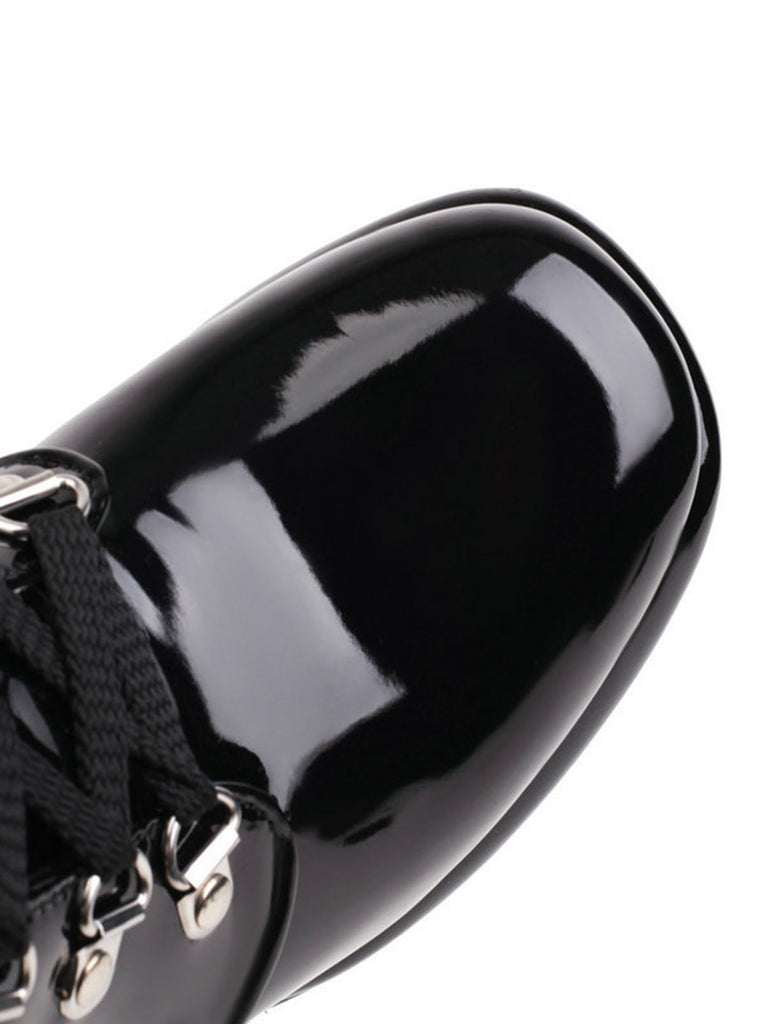 Vintage Patent Leather Lace-Up High Heel Boots, vintage fashion, retro style - perfect for women who love vintage and retro fashion