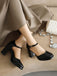 Vintage Patent leather Ankle-Strap Block Heel Pumps - vintage shoes, retro heels