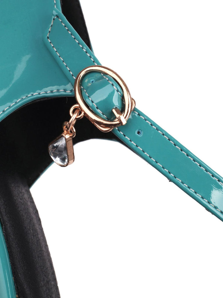 Vintage Patent leather Ankle-Strap Block Heel Pumps - vintage shoes, retro heels