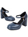 Vintage Patent leather Ankle-Strap Block Heel Pumps - vintage shoes, retro heels