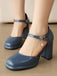 Vintage Patent leather Ankle-Strap Block Heel Pumps - vintage shoes, retro heels