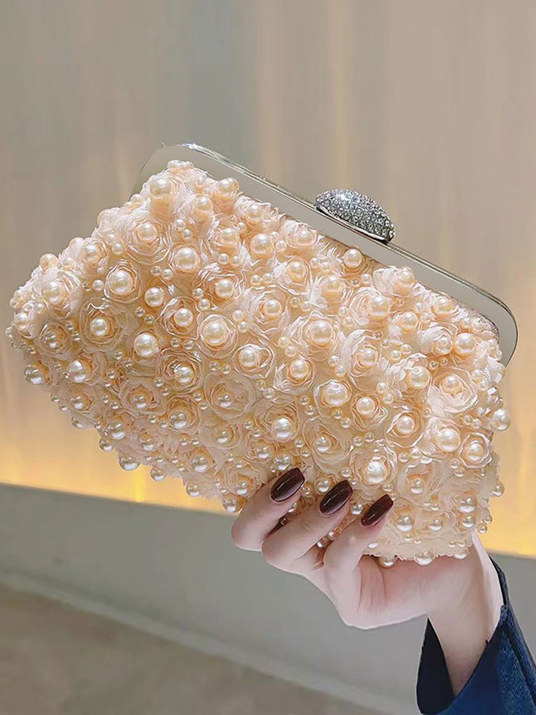 Vintage Pearl & 3D Flower Tote Bag - vintage fashion, retro style
