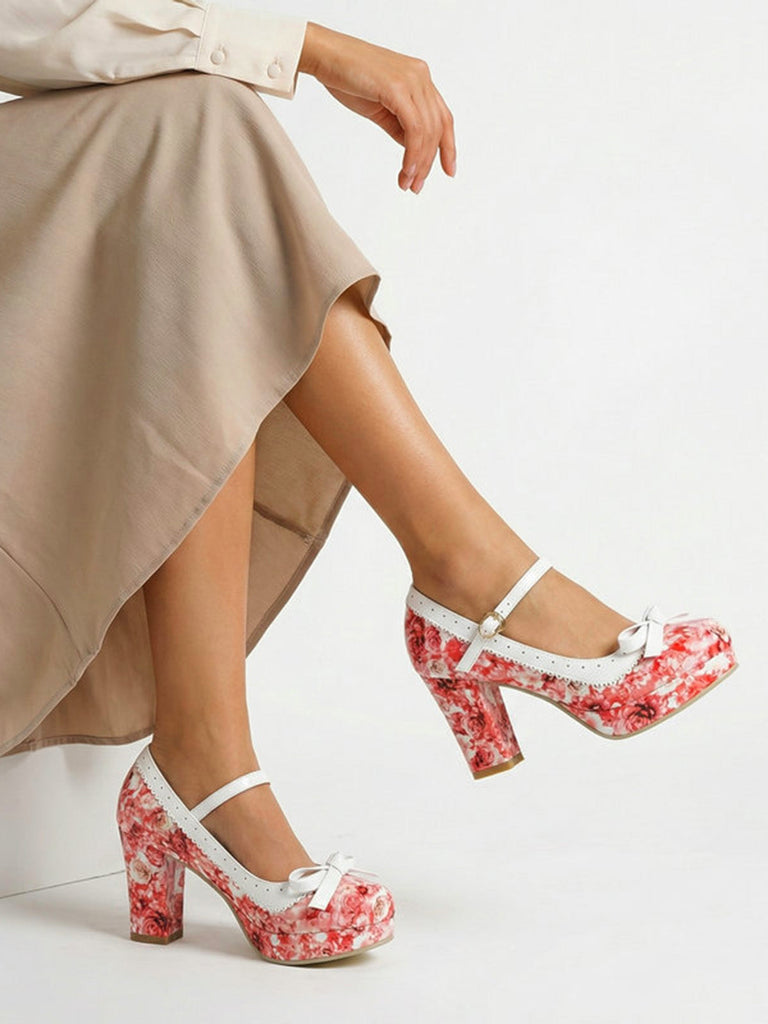 Vintage Pointed Toe Elegant Floral Heels, vintage shoes, retro heels - perfect for women who love vintage and retro fashion