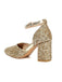 Vintage Pointed Toe Glitter Chunky Heel Pumps - vintage shoes, retro heels