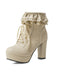 Vintage Ruffled Lace-Up Chunky High Heel Boots - vintage shoes, retro heels