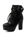 Vintage Ruffled Lace-Up Chunky High Heel Boots - vintage shoes, retro heels