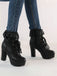 Vintage Ruffled Lace-Up Chunky High Heel Boots - vintage shoes, retro heels