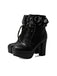 Vintage Ruffled Lace-Up Chunky High Heel Boots - vintage shoes, retro heels