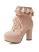 Vintage Ruffled Lace-Up Chunky High Heel Boots - vintage shoes, retro heels