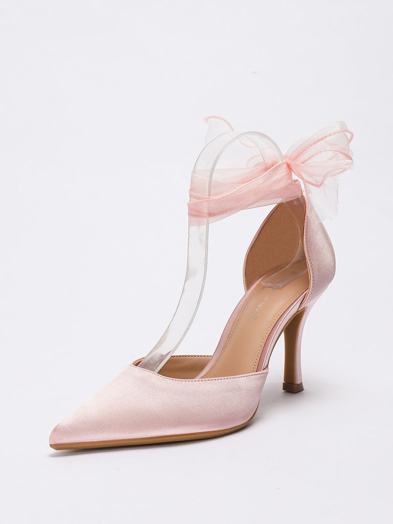 Vintage Satin Ribbon Pointed-Toe High Heels | vintage fashion, retro style, classic elegance - perfect for retro fashion enthusiasts