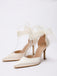 Vintage Satin Ribbon Pointed-Toe High Heels | vintage fashion, retro style, classic elegance - perfect for retro fashion enthusiasts