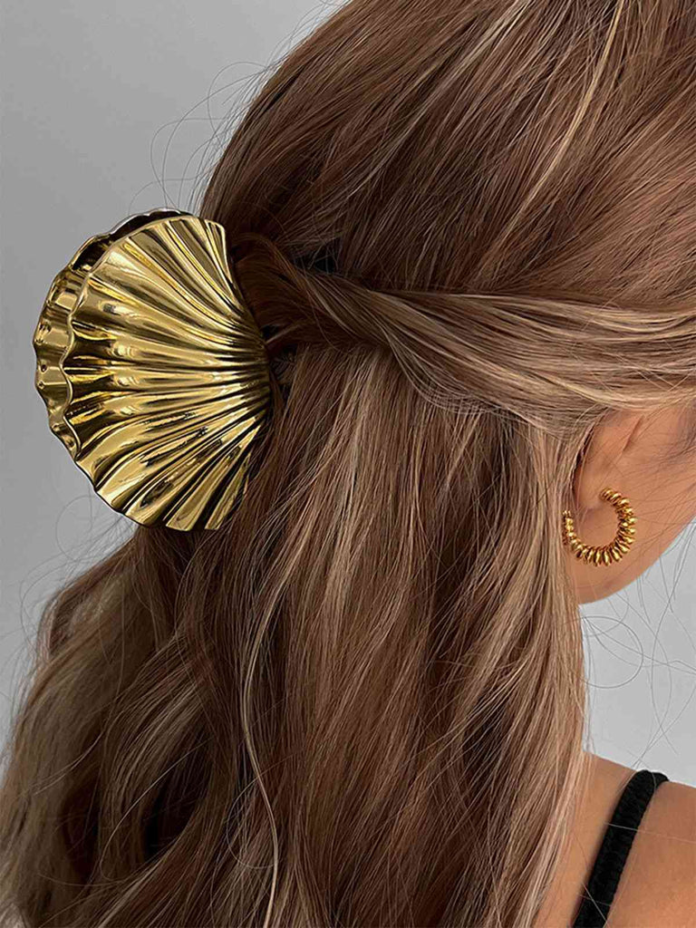 Vintage Shell Shape Metal Hair Clutch - vintage fashion, retro style
