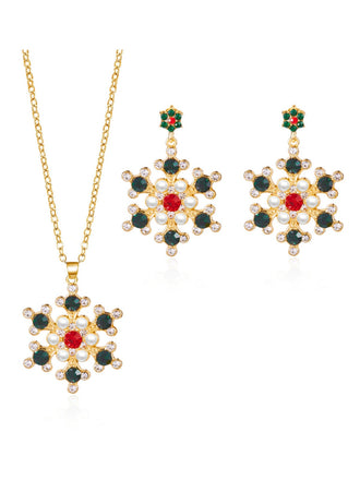 Vintage Snowflake Necklace & Earring Jewelry Set - vintage fashion, retro style