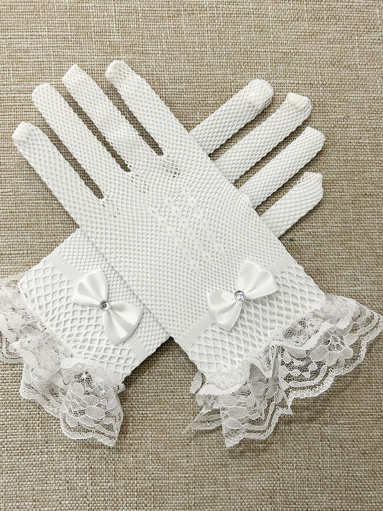 Vintage Solid Bow Lace Gloves — 1950s elegance in the palm of her hand