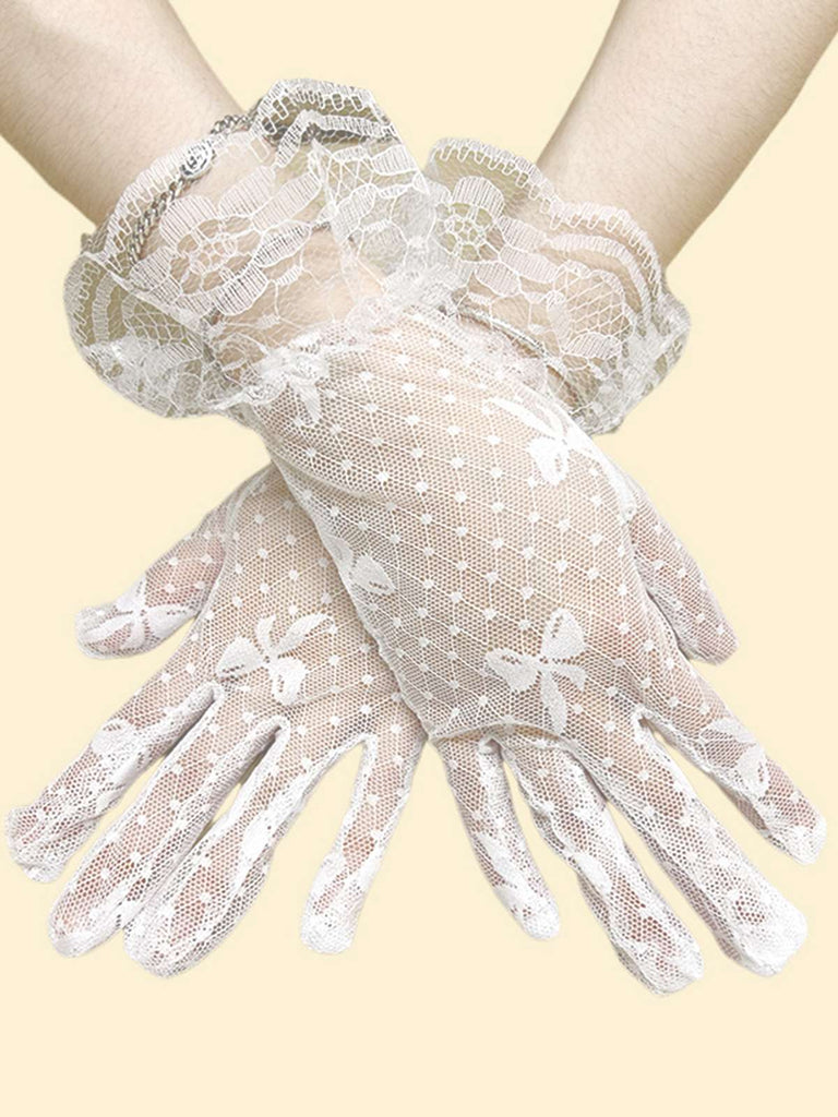 Vintage Solid Bow Lace Gloves: 1950s detail work for the woman who notices