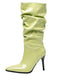 Vintage Solid Patent Leather Mid-Calf High Boots - vintage fashion, retro style
