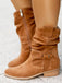 This Vintage Solid Suede Mid-Calf Boots whispers 1950s secrets to those who notice