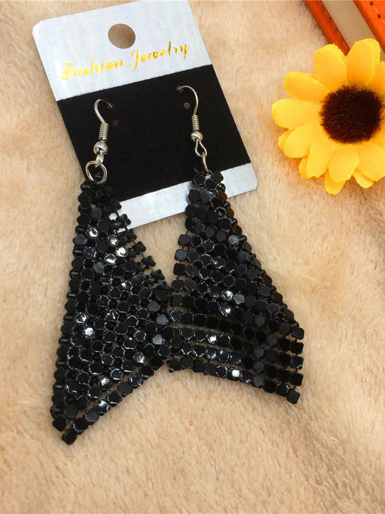 Square Sequin Mesh Drop Earrings 2