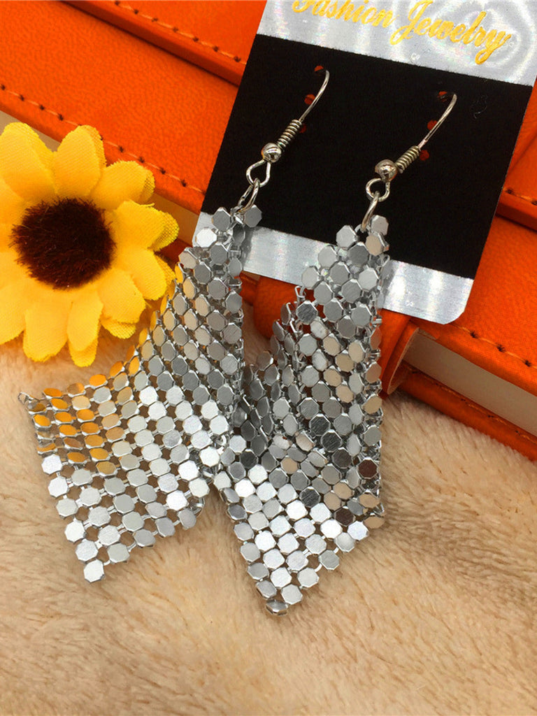 Square Sequin Mesh Drop Earrings 4