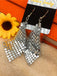 Square Sequin Mesh Drop Earrings 4