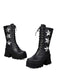 Vintage Steampunk Star Print Platform Mid-Calf Boots - vintage fashion, retro style