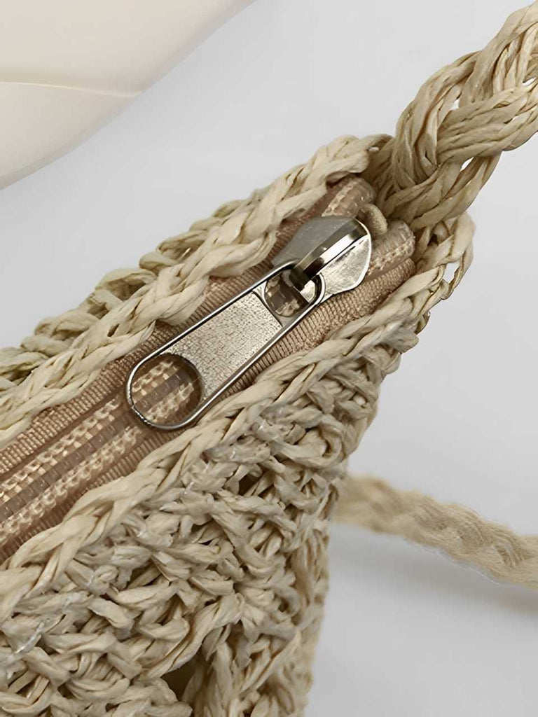 Vintage Straw Wooden Beads Crossbody Bag - vintage fashion, retro style