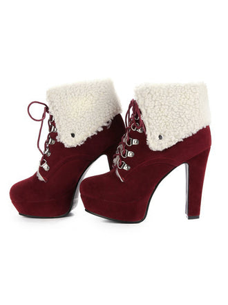 She finds her 1950s story in this Vintage Suede Faux Fur High Heel Ankle Boots