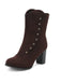 Vintage Suede Faux Fur Lining Studded Mid-Calf Boots - vintage fashion, retro style