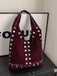 Vintage Suede Studded Shoulder Bag: beautiful vintage fashion, retro style, classic elegance with timeless appeal