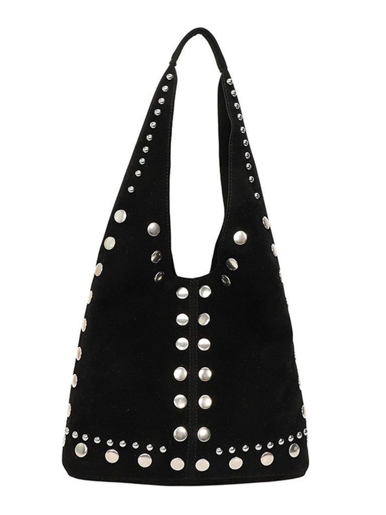 Vintage Suede Studded Shoulder Bag - vintage fashion, retro style, classic elegance for vintage lovers