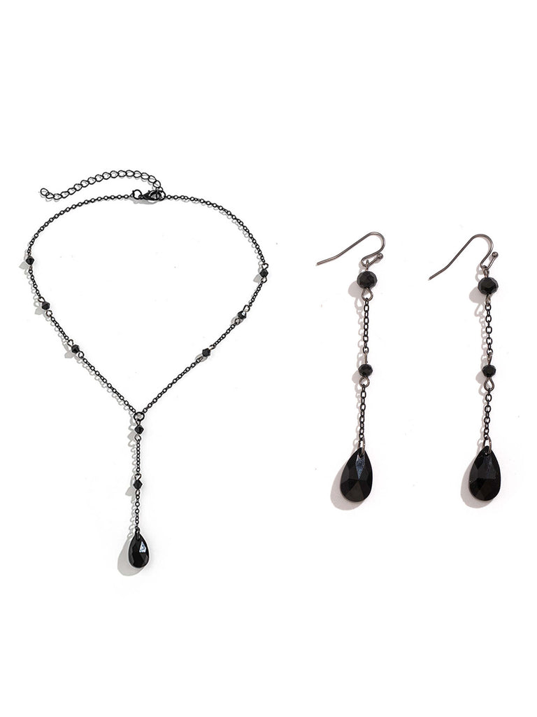 Vintage Teardrop Chain Punk Earrings & Necklace - vintage fashion, retro style