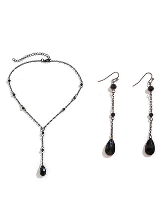 Vintage Teardrop Chain Punk Earrings & Necklace - vintage fashion, retro style