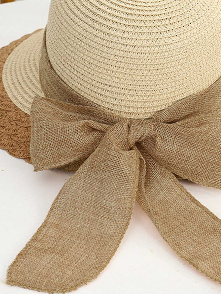 Vintage Two-Tone Straw Sun Hat - vintage fashion, retro style