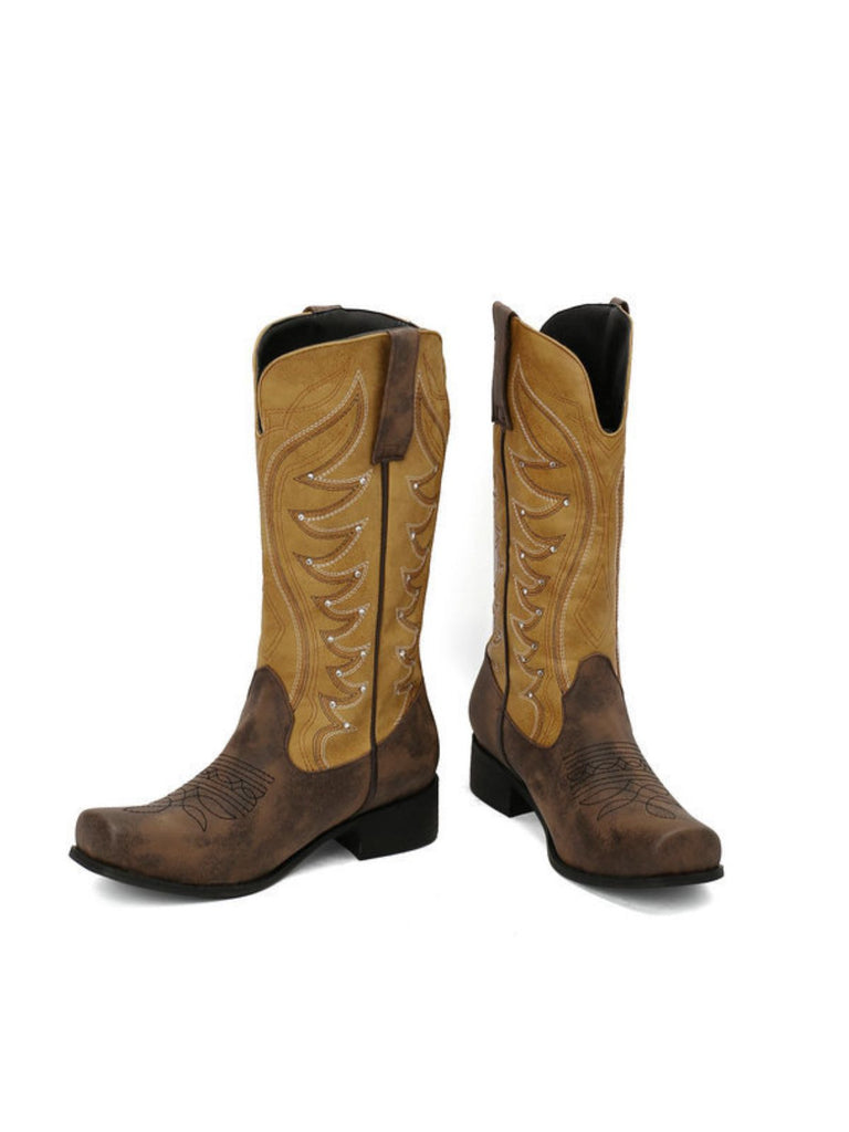 Vintage Western Cowboy Style High Boots - vintage fashion, retro style