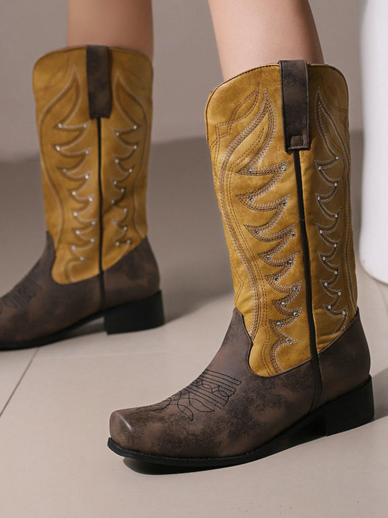 Vintage Western Cowboy Style High Boots - vintage fashion, retro style
