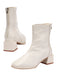 Vintage White Leather Square Toe Heeled Boots, vintage fashion, retro style - perfect for women who love vintage and retro fashion