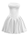 1950s Solid Basque Waist Strapless Bubble Dress