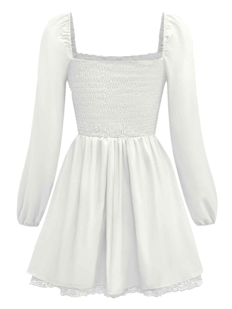 1950s Solid Bow Tie Lace Gothic Dress