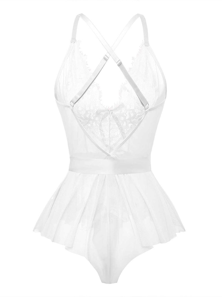 1970s Slip Floral Lace Bow Nightgown