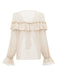 1970s Boho Cascading Ruffles Solid Blouse