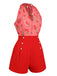 Watermelon Red 1950s Halter Patchwork Romper: timeless style reimagined