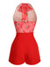 Watermelon Red 1950s Halter Patchwork Romper — vintage elegance for the modern woman