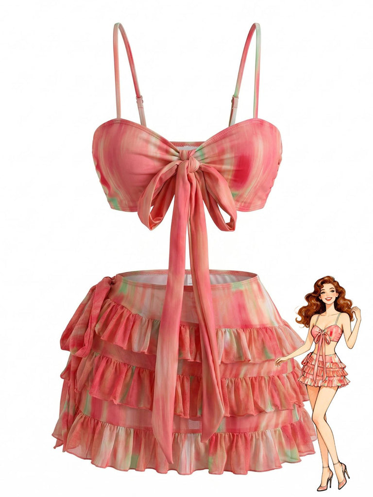 Watermelon Red 1960s Swimsuit