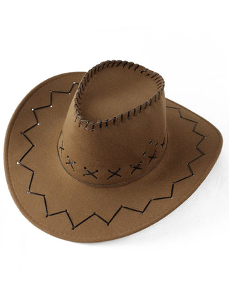 Western Cowboy Felt Stitching Suede Hat - vintage fashion, retro style, classic elegance for vintage lovers