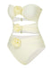 White 1930S 3D Flowers Hollow Bandeau Swimsuit, vintage swimsuit, pin-up swimwear - perfect for women who love vintage and retro fashion