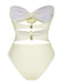 White 1930S 3D Flowers Hollow Bandeau Swimsuit, vintage swimsuit, pin-up swimwear - perfect for women who love vintage and retro fashion