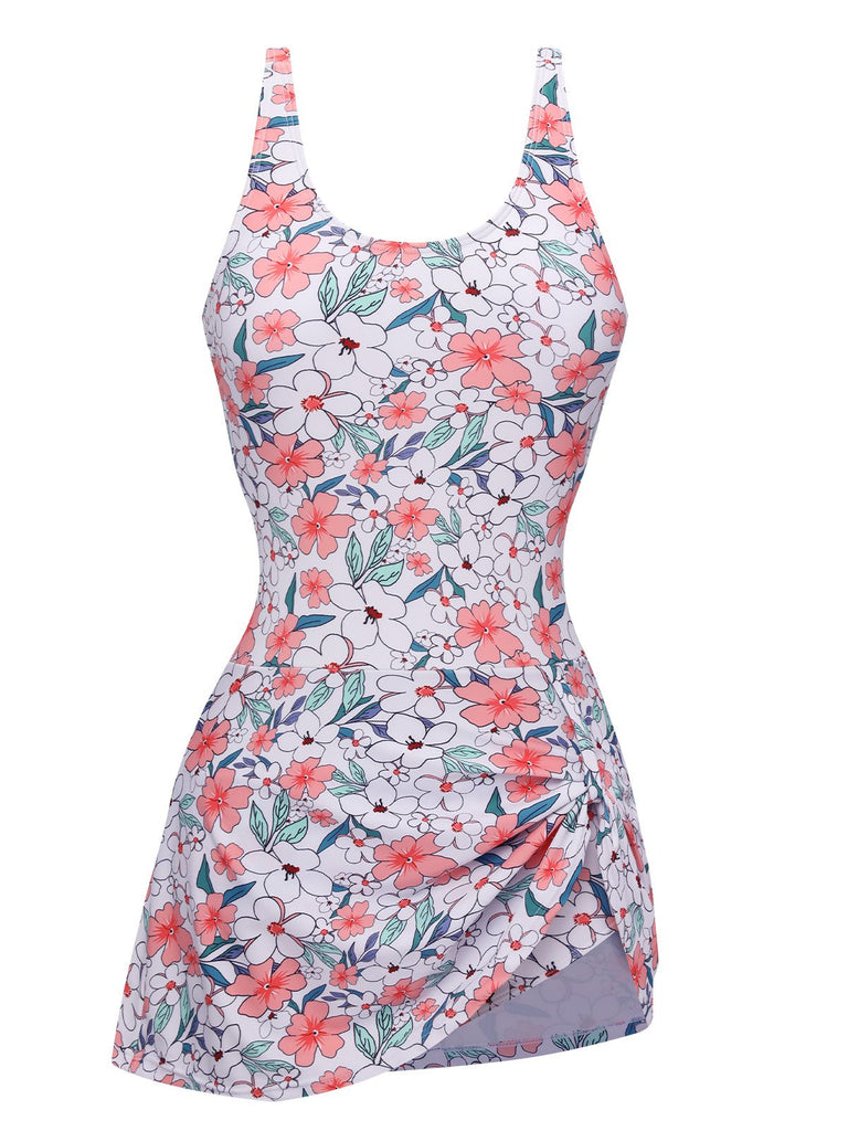 She's wearing White 1930s Floral Wide Strap Swimsuit and the whole beach remembers the 1930s