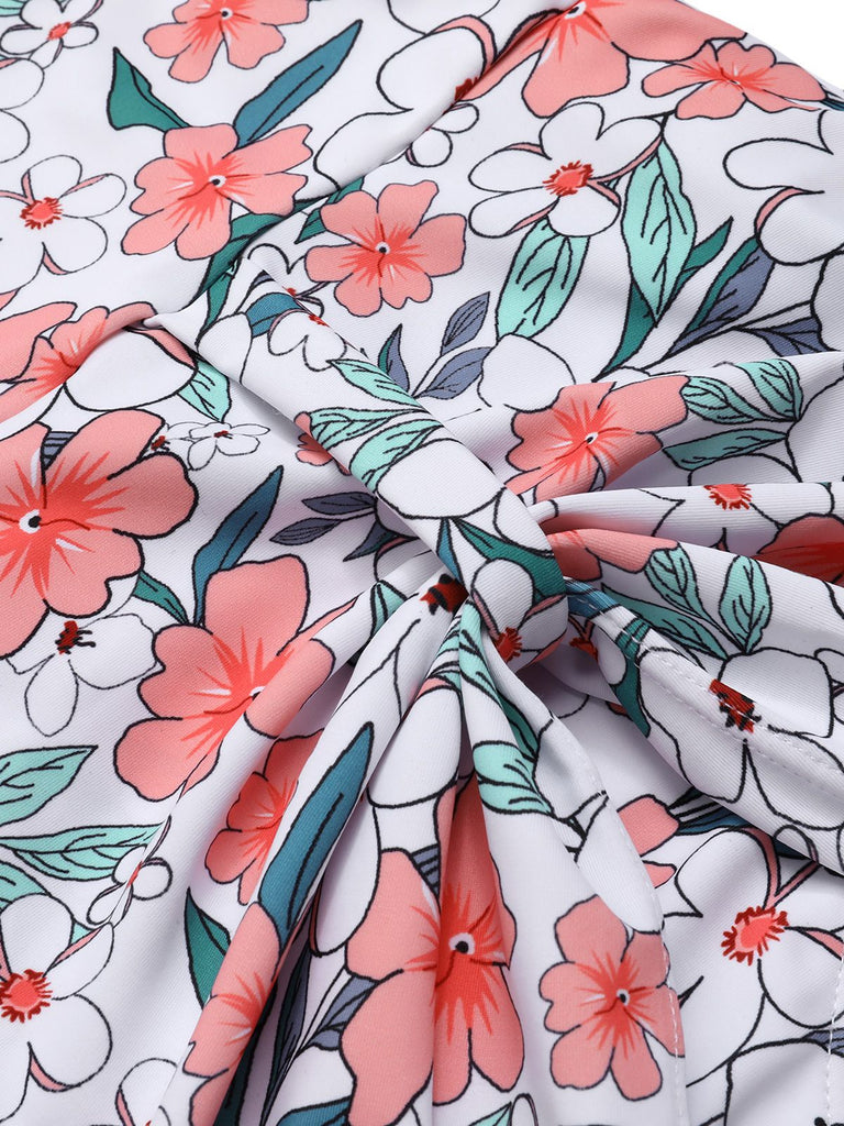 White 1930s Floral Wide Strap Swimsuit — because 1930s glamour never goes out of style